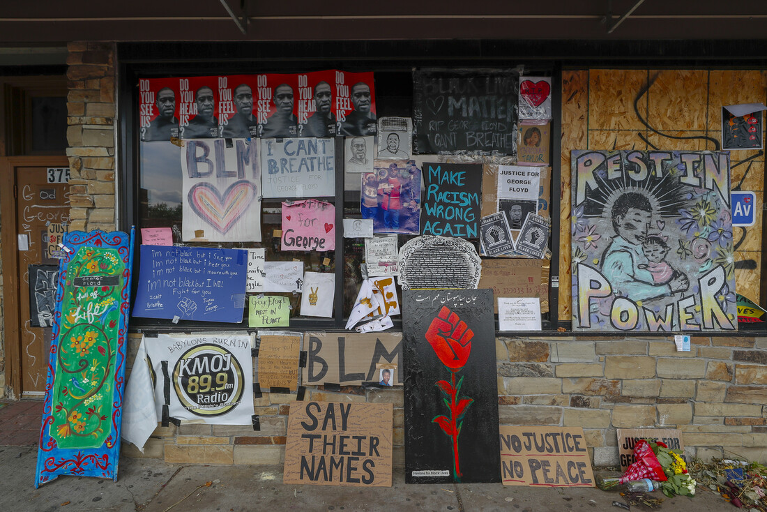 Posters and messages from George Floyd Square