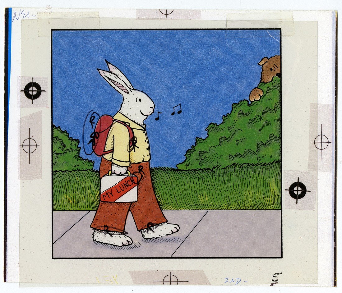 Image of a rabbit carrying a lunch box