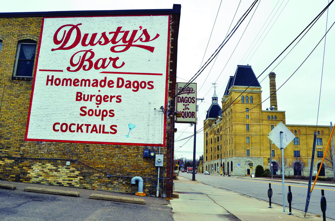 Image of Dusty's bar and the Grain Belt Bottling House in Northeast Minneapolis