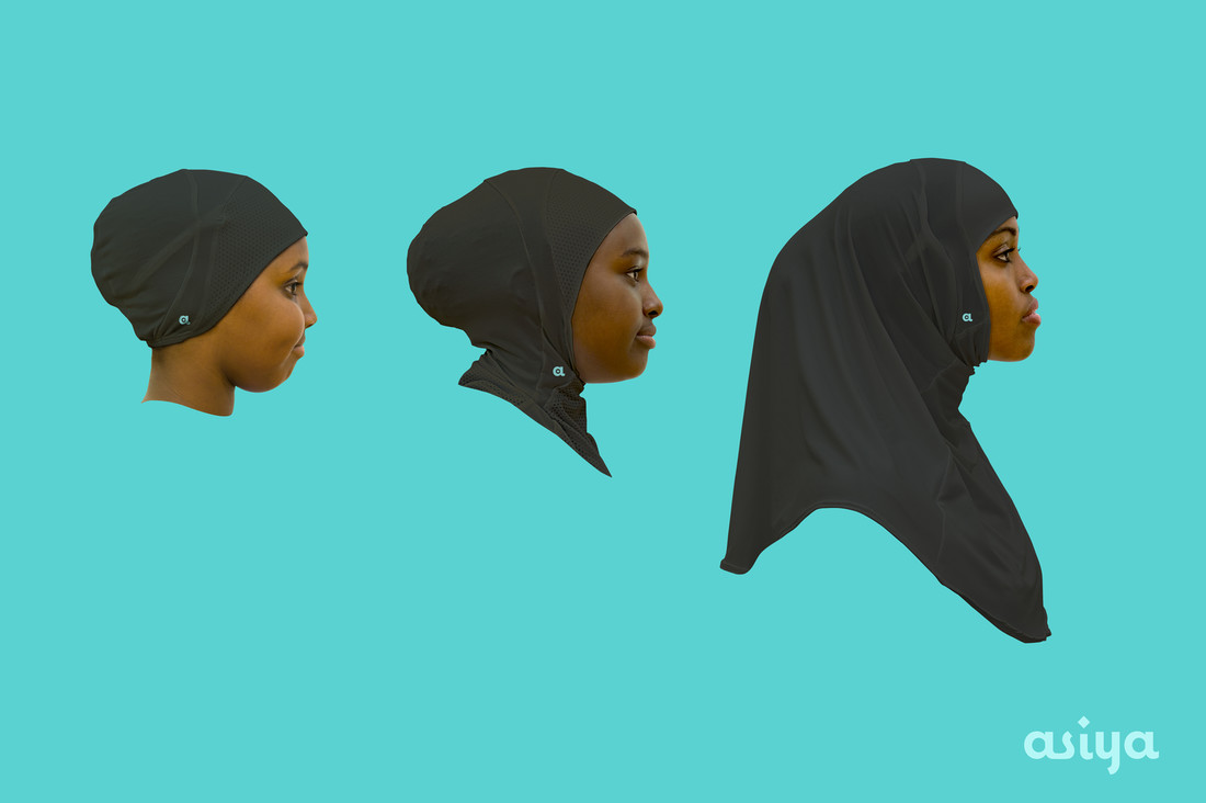 Asiya's three styles of sports hijabs