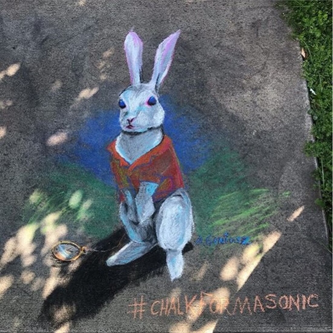 Chalk drawing of a bunny