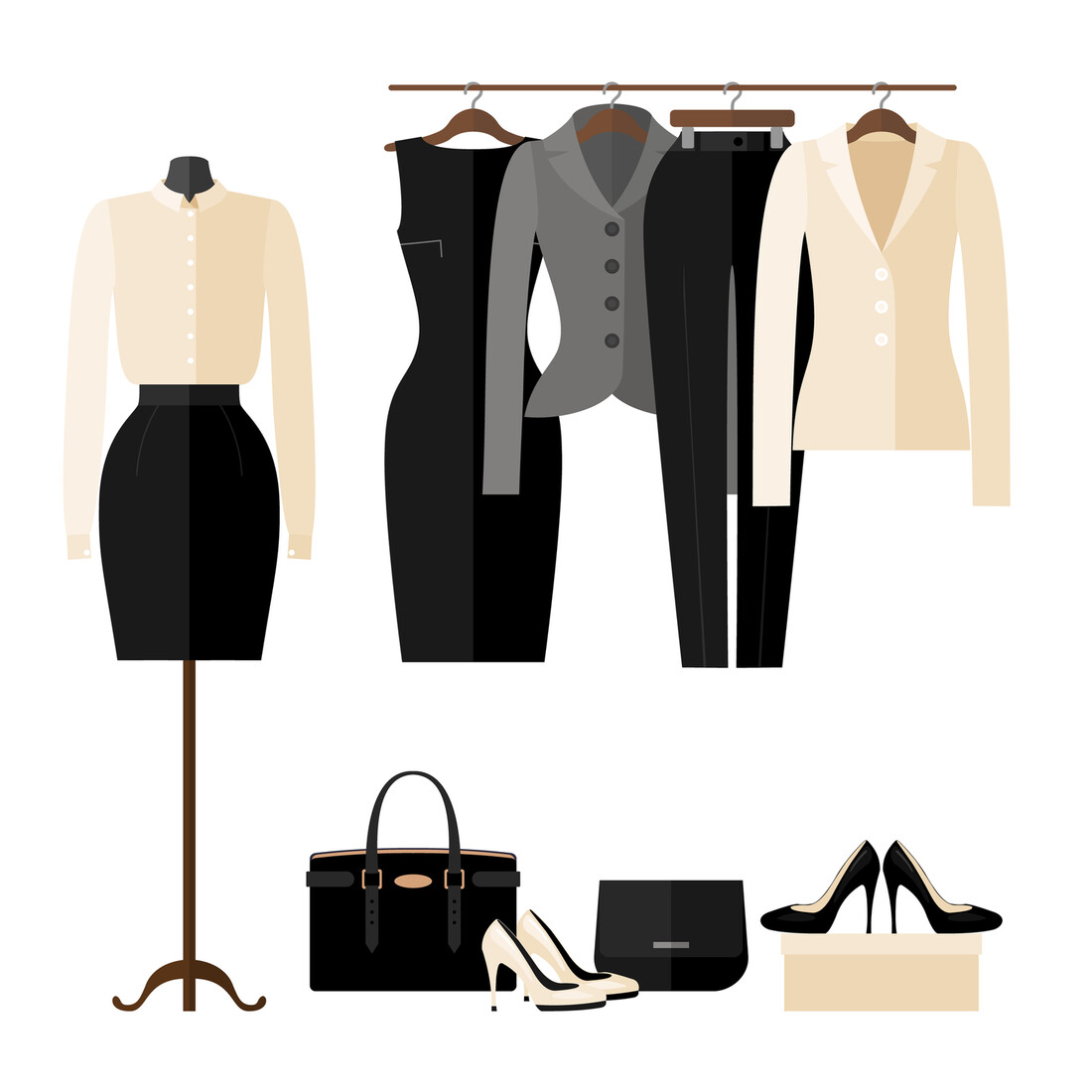 Illustration of women&apos;s business attire 